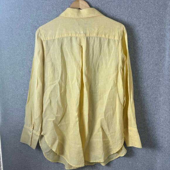 Talbots 100% Linen Button Down Shirt Women’s Medium Butter Yellow Minimalist Top - Picture 4 of 8
